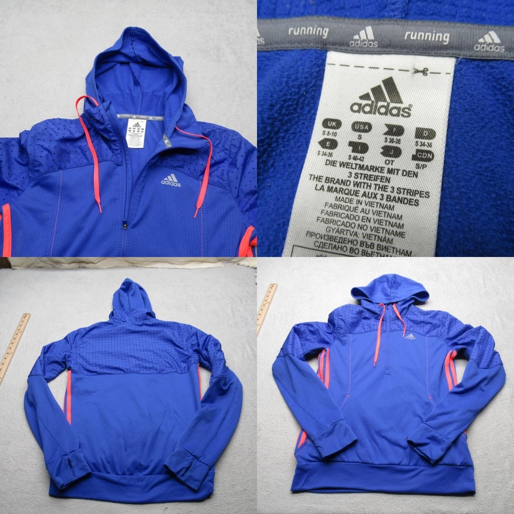 Adidas Running Hoodie Womens Small Blue Response 1/2 Zip Pullover Hiking Jogging